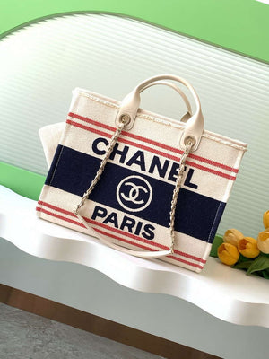 Chanel 25C A66941 Large Shopping Tote Navy Blue - Default Title - View 1