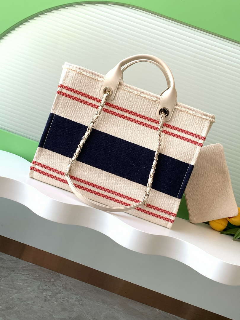 Chanel 25C A66941 Large Shopping Tote Navy Blue - Default Title - View 3