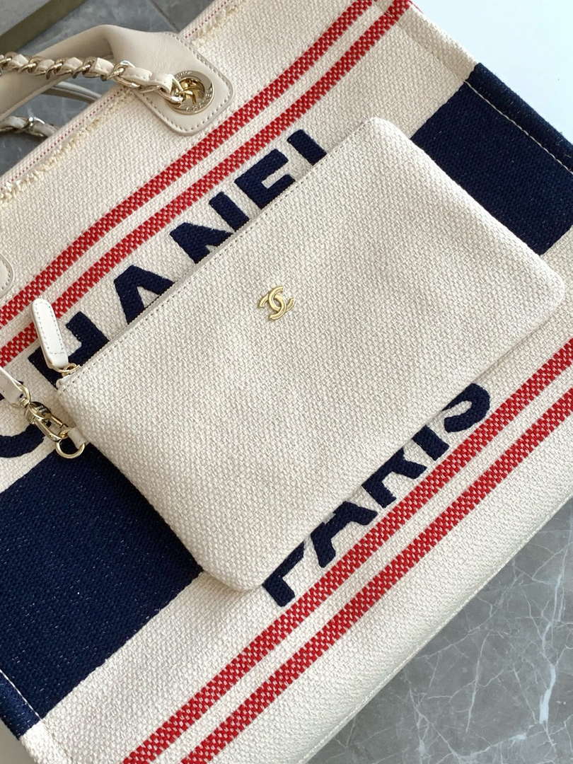 Chanel 25C A66941 Large Shopping Tote Navy Blue