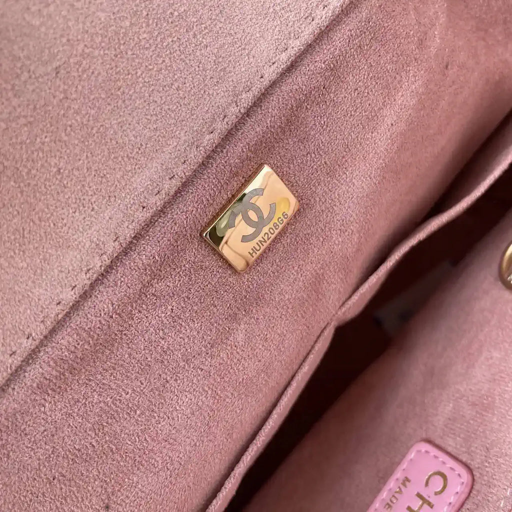 Chanel 25C A66941 Large Shopping Tote Raffia Beige & Pink