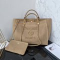 Chanel 25C A66941 Large Shopping Tote Raffia Beige