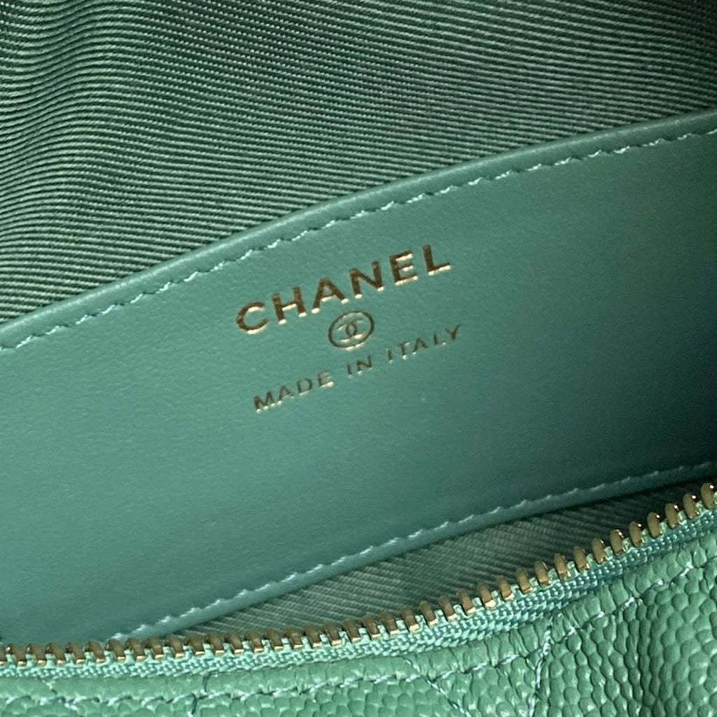 Chanel 25C AP4386 Hobo Grained Calfskin & Gold-Tone Metal Green