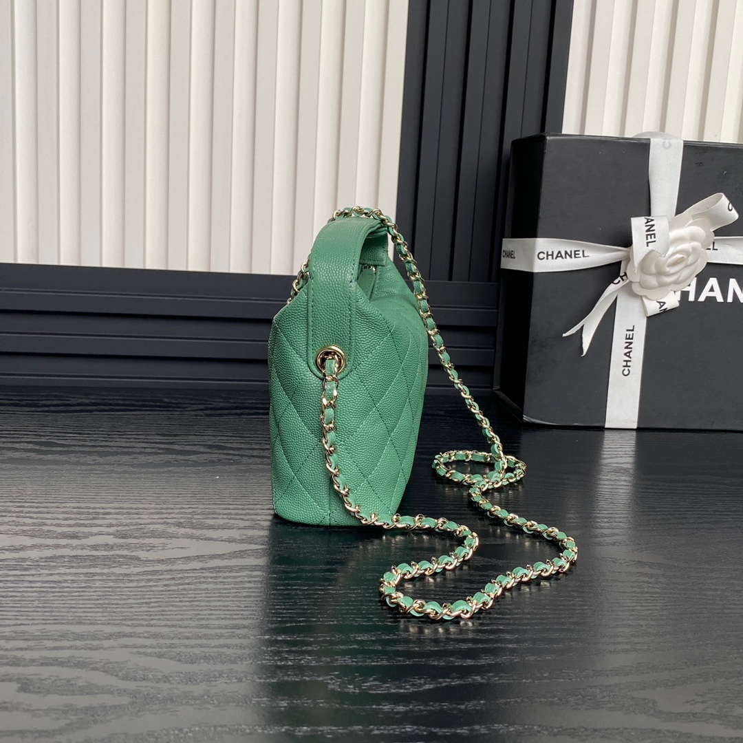 Chanel 25C AP4386 Hobo Grained Calfskin & Gold-Tone Metal Green - Default Title - View 9