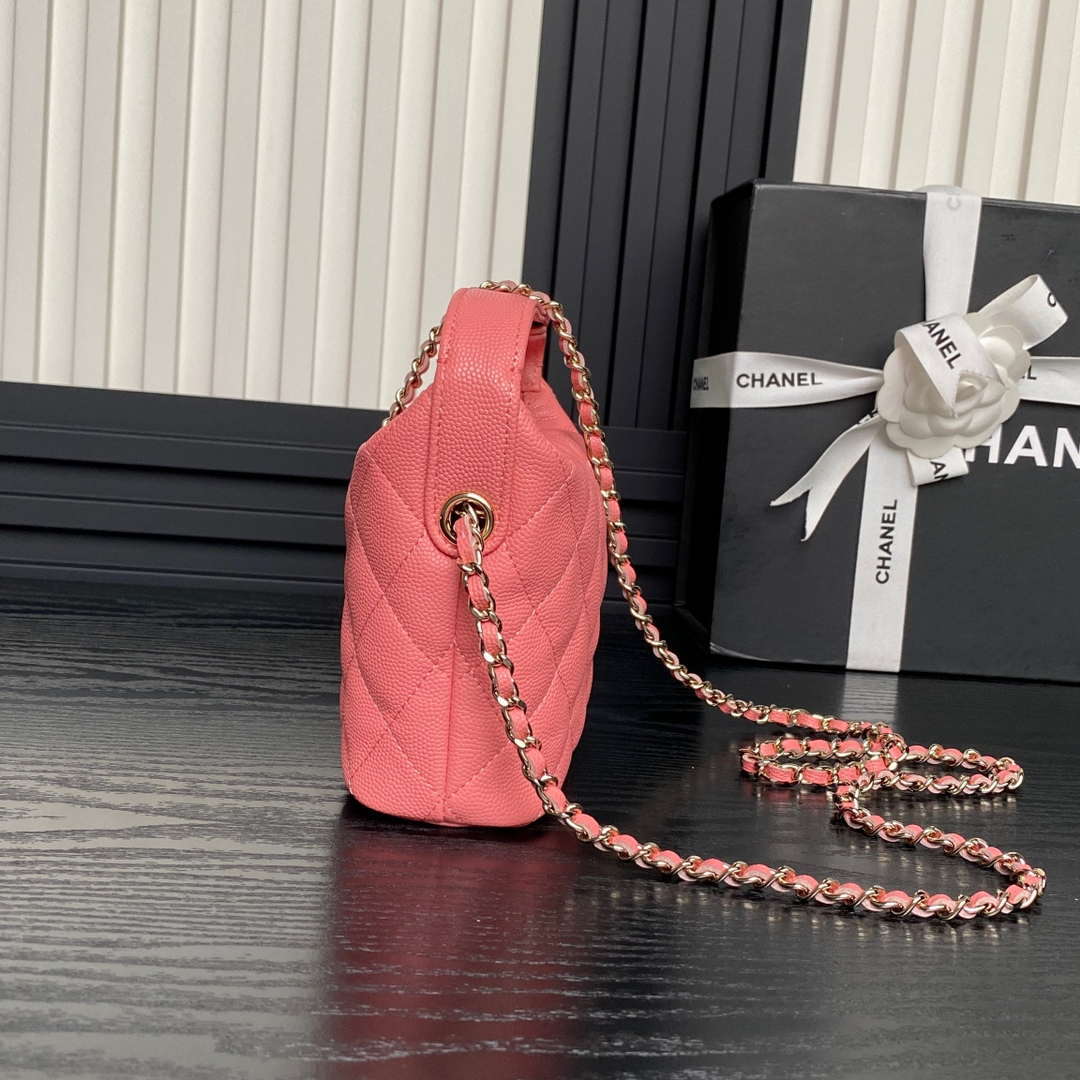 Chanel 25C AP4386 Hobo Grained Calfskin & Gold-Tone Metal Pink - Default Title - View 5