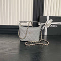 Chanel 25C AP4386 Hobo Grained Calfskin & Gold-Tone Metal Gray