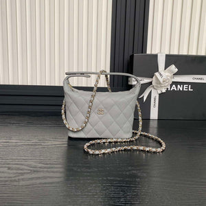 Chanel 25C AP4386 Hobo Grained Calfskin & Gold-Tone Metal Gray - Default Title - View 1