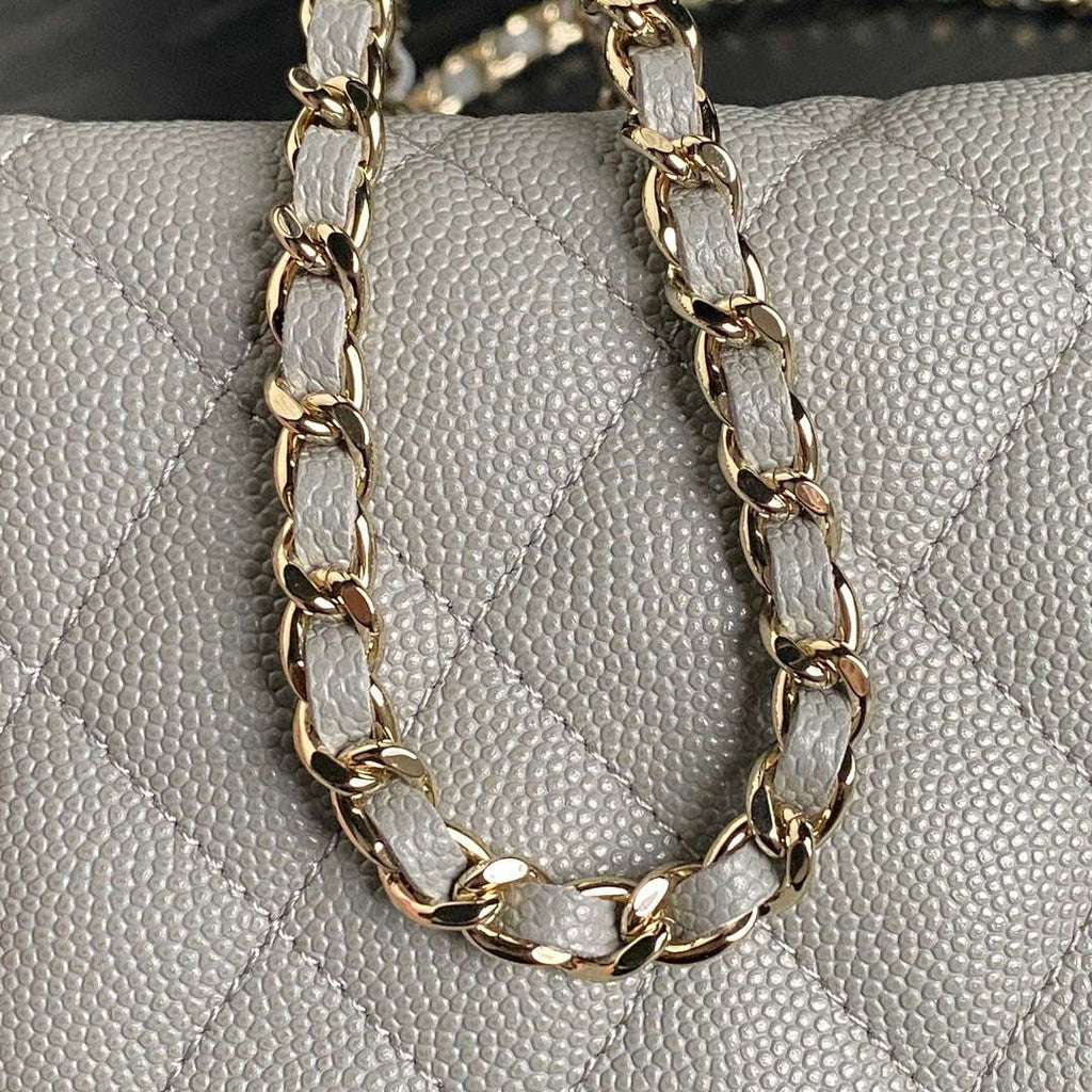Chanel 25C AP4386 Hobo Grained Calfskin & Gold-Tone Metal Gray