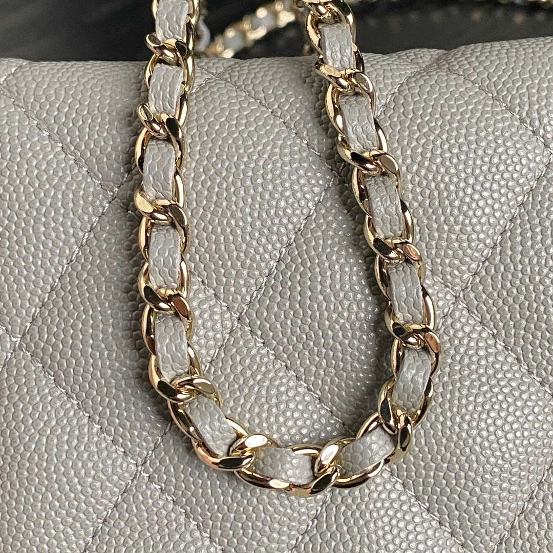 Chanel 25C AP4386 Hobo Grained Calfskin & Gold-Tone Metal Gray - Default Title - View 4