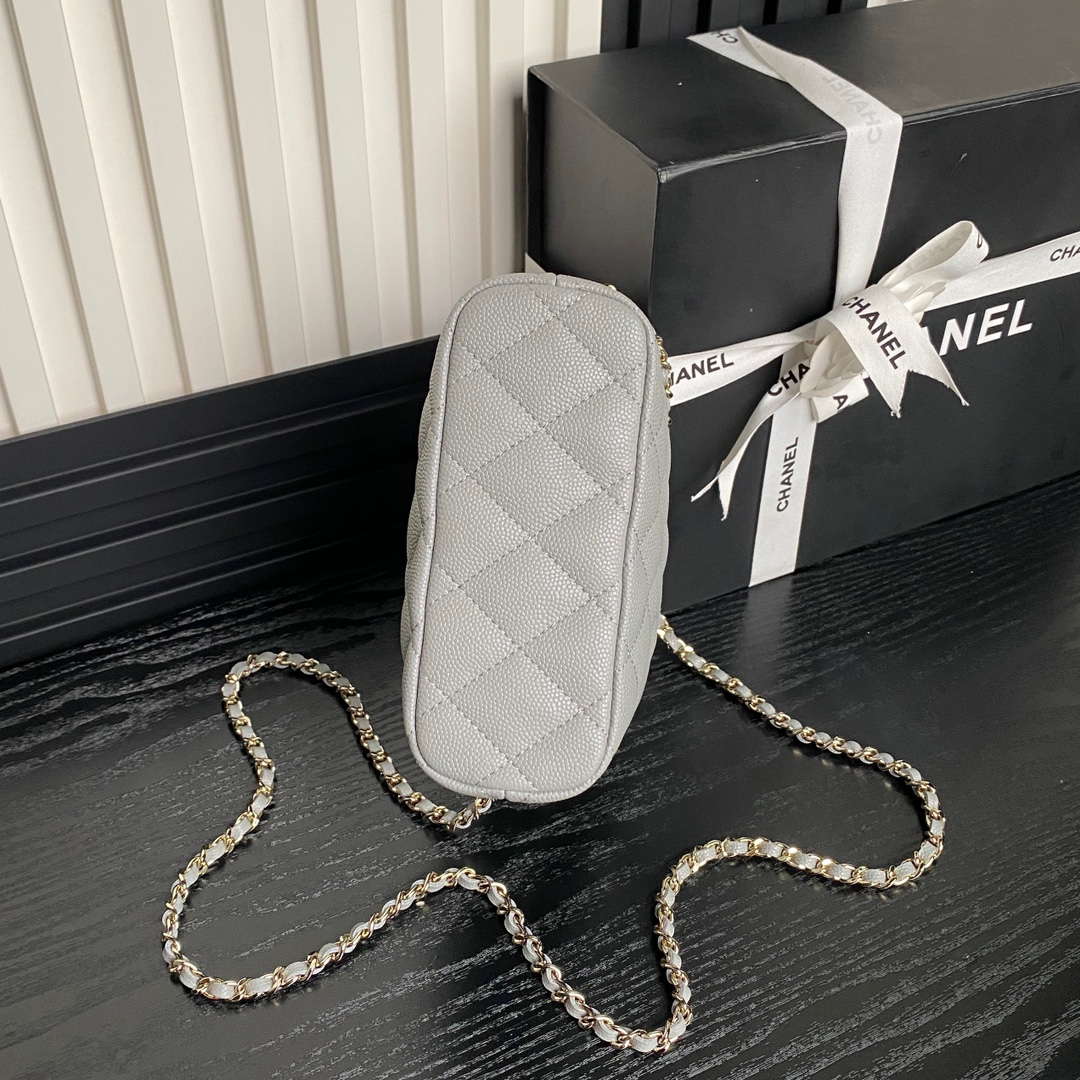 Chanel 25C AP4386 Hobo Grained Calfskin & Gold-Tone Metal Gray - Default Title - View 7