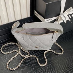 Chanel 25C AP4386 Hobo Grained Calfskin & Gold-Tone Metal Gray - Default Title - View 8