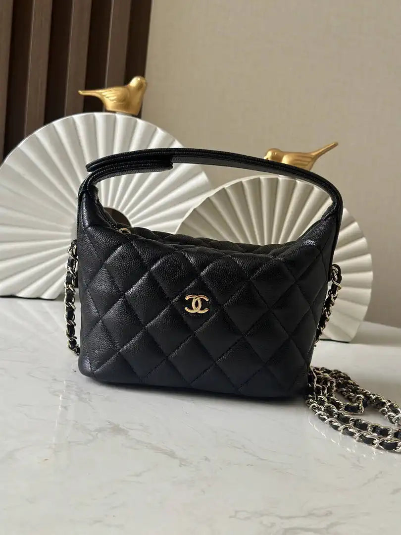 Chanel 25C AP4386 Hobo Grained Calfskin & Gold-Tone Metal Black - Default Title - View 1