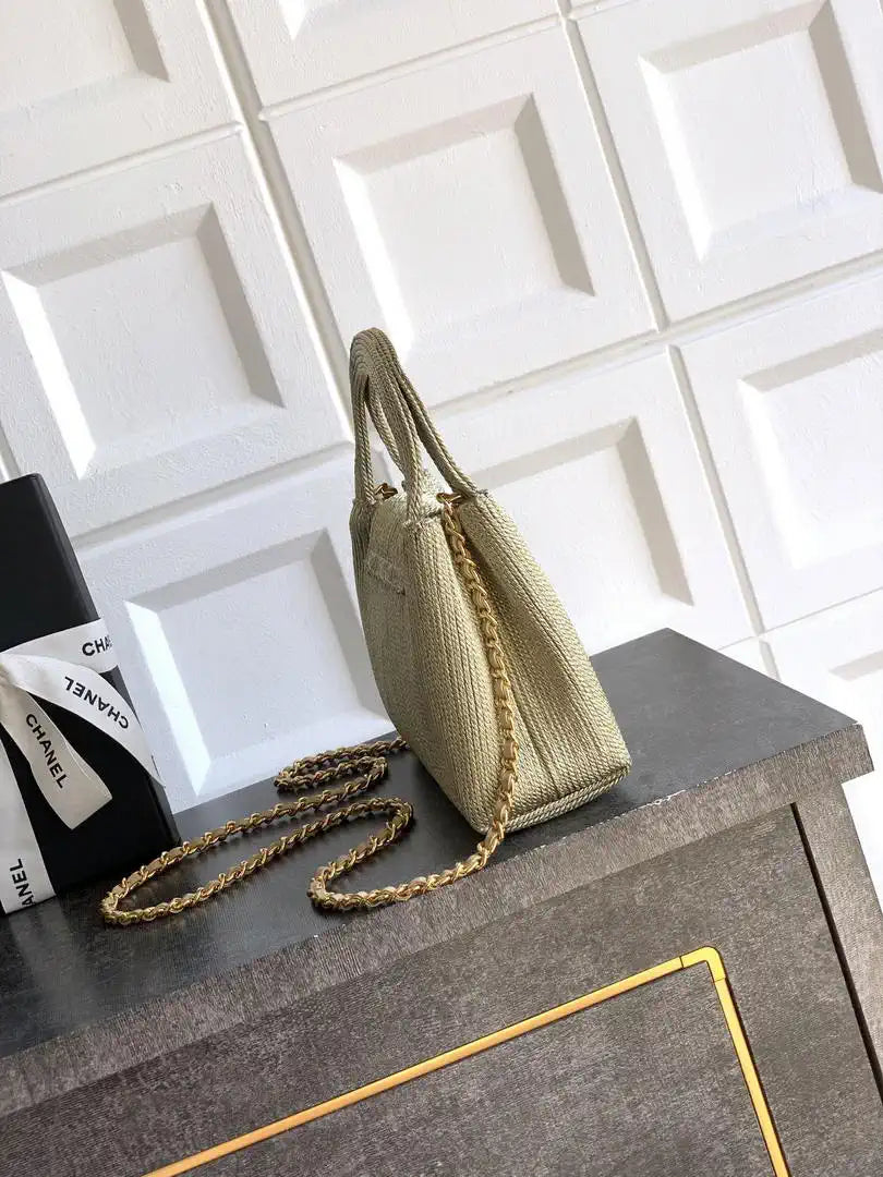 Chanel 25C AS4416 Mini Shopping Bag In Gold thread weaving