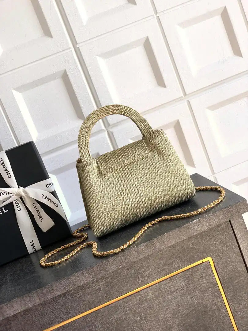 Chanel 25C AS4416 Mini Shopping Bag In Gold thread weaving