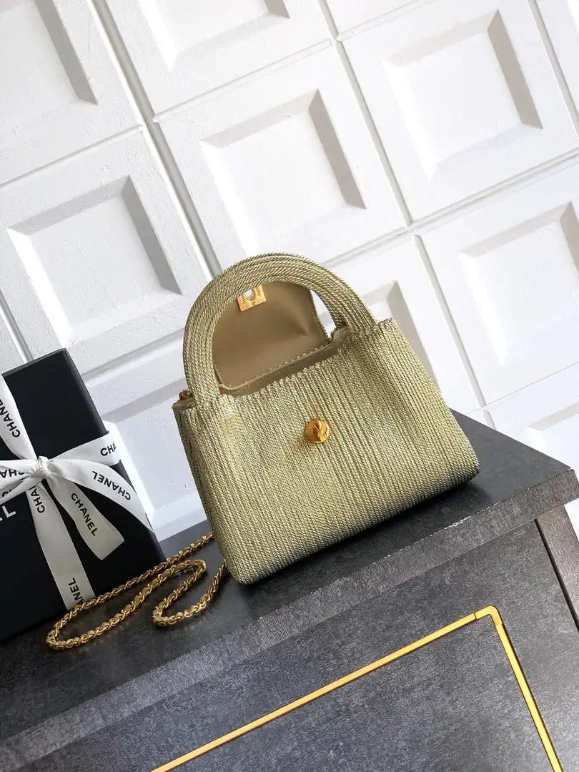 Chanel 25C AS4416 Mini Shopping Bag In Gold thread weaving