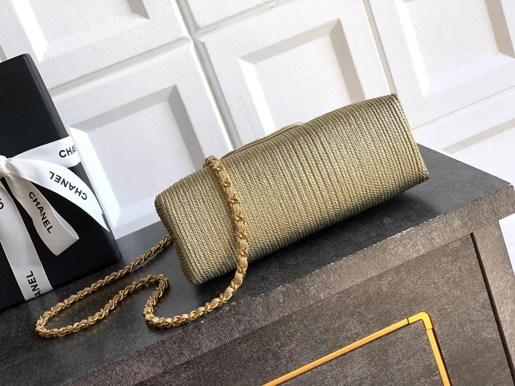 Chanel 25C AS4416 Mini Shopping Bag In Gold thread weaving