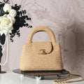 Chanel 25C AS4416 Mini Shopping Bag In Raffia And Calfskin