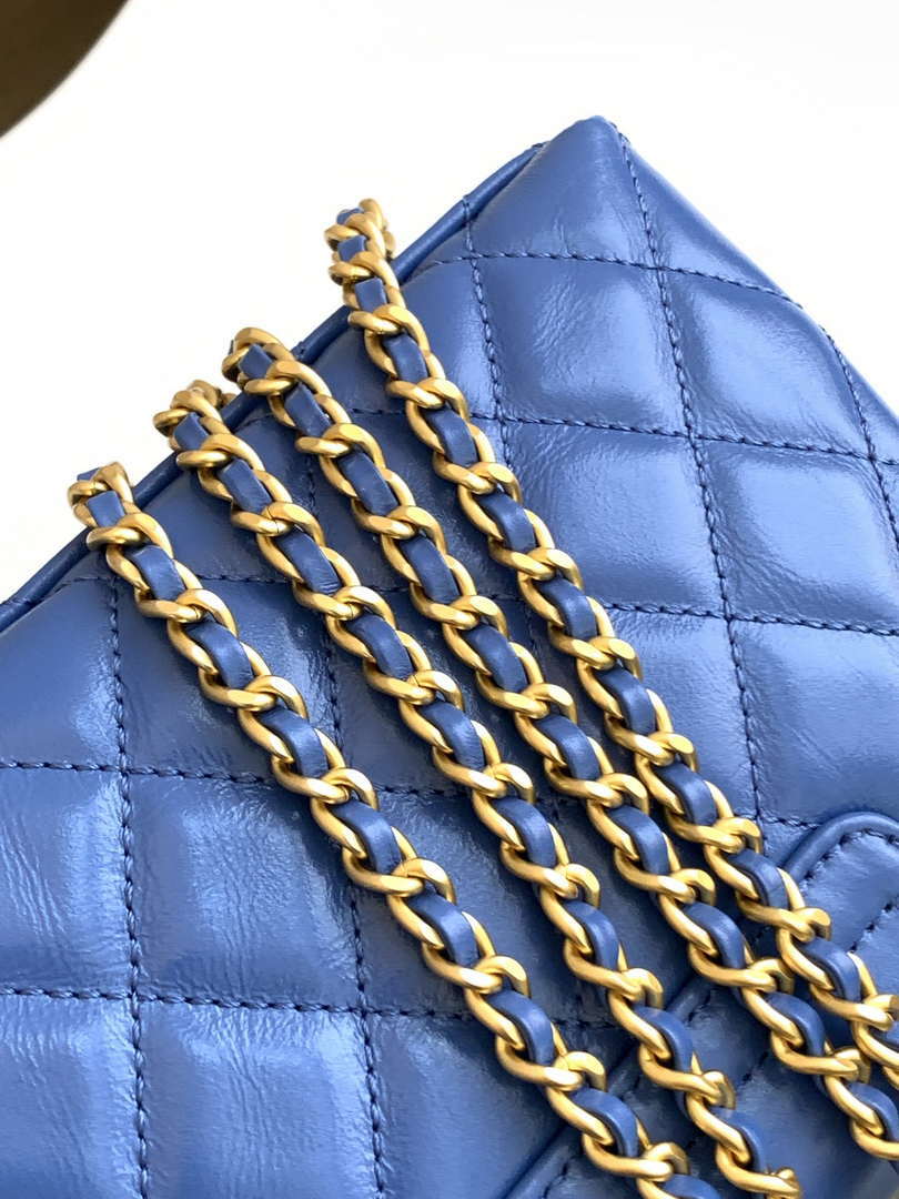 Chanel 25C AS4416 Mini Shopping Bag shiny aged Calfskin Blue