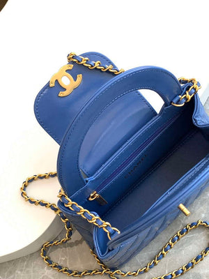 Chanel 25C AS4416 Mini Shopping Bag shiny aged Calfskin Blue - Default Title - View 7