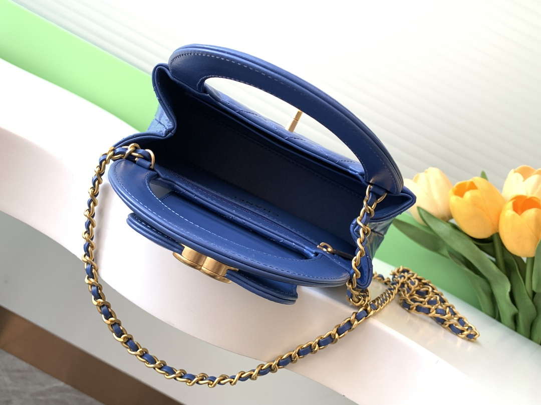 Chanel 25C AS4416 Mini Shopping Bag shiny aged Calfskin Blue - Default Title - View 8