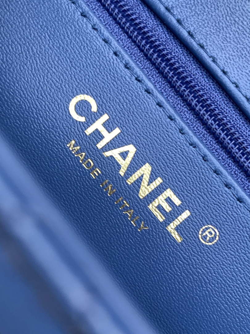 Chanel 25C AS4416 Mini Shopping Bag shiny aged Calfskin Blue