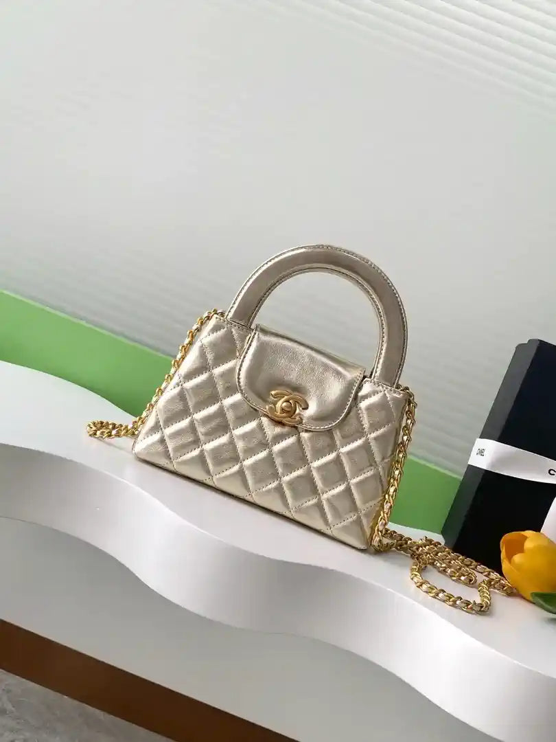 Chanel 25C AS4416 Mini Shopping Bag shiny Calfskin Gold