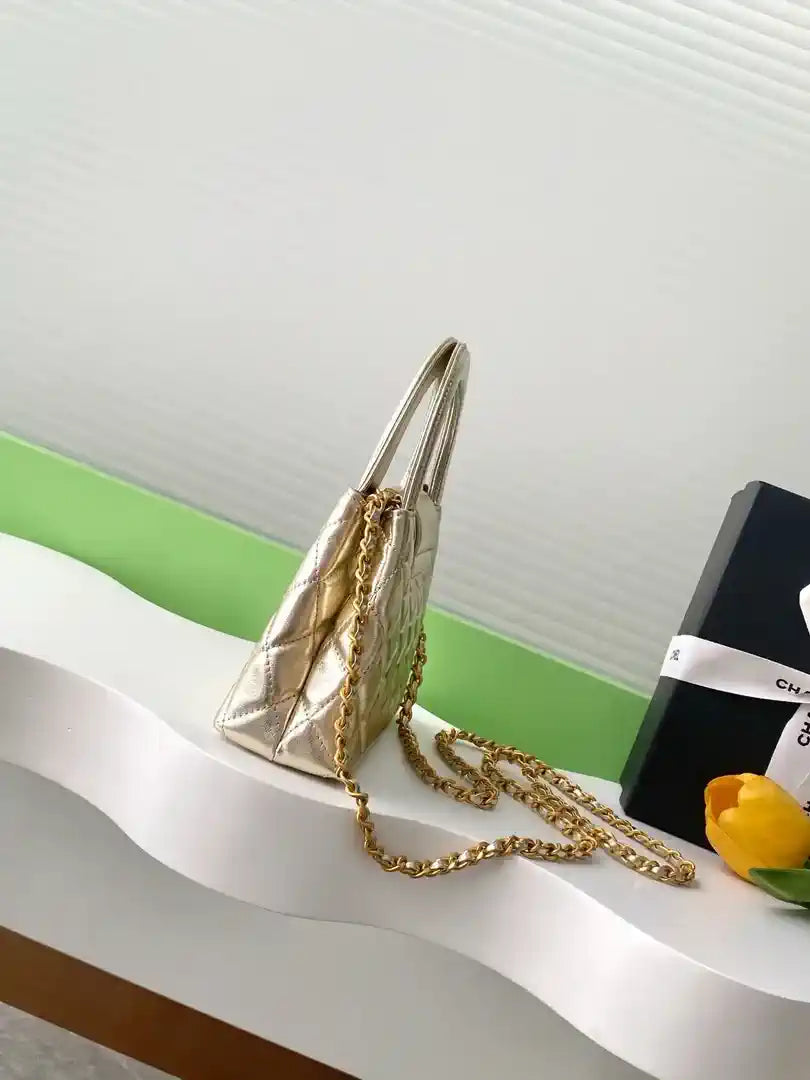 Chanel 25C AS4416 Mini Shopping Bag shiny Calfskin Gold