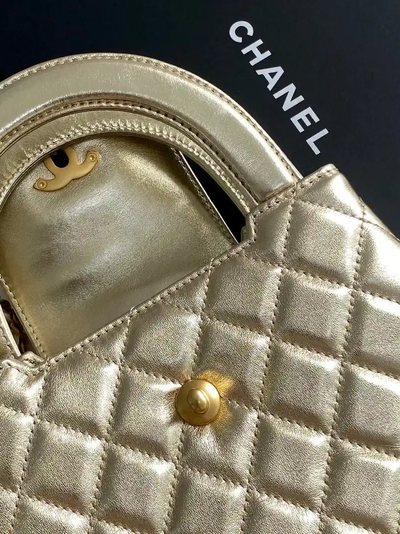 Chanel 25C AS4416 Mini Shopping Bag shiny Calfskin Gold