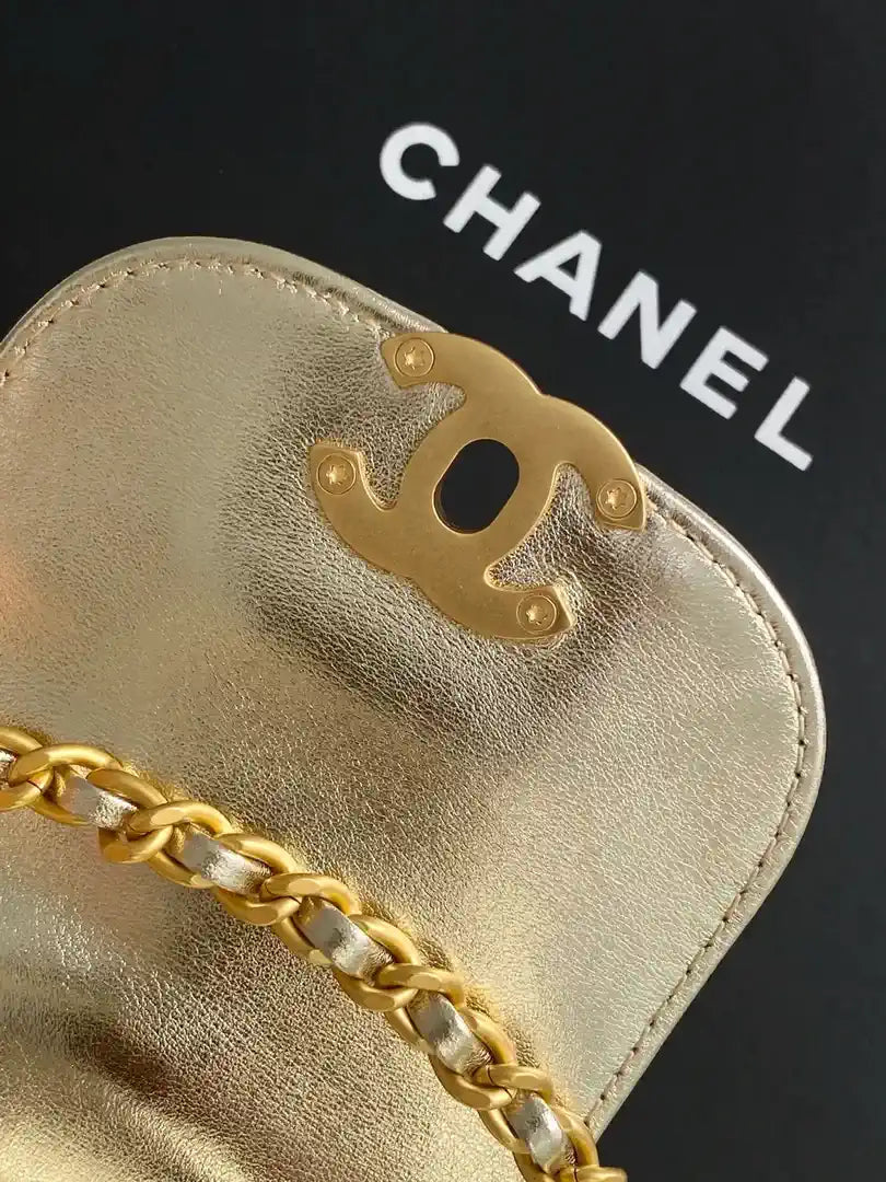 Chanel 25C AS4416 Mini Shopping Bag shiny Calfskin Gold