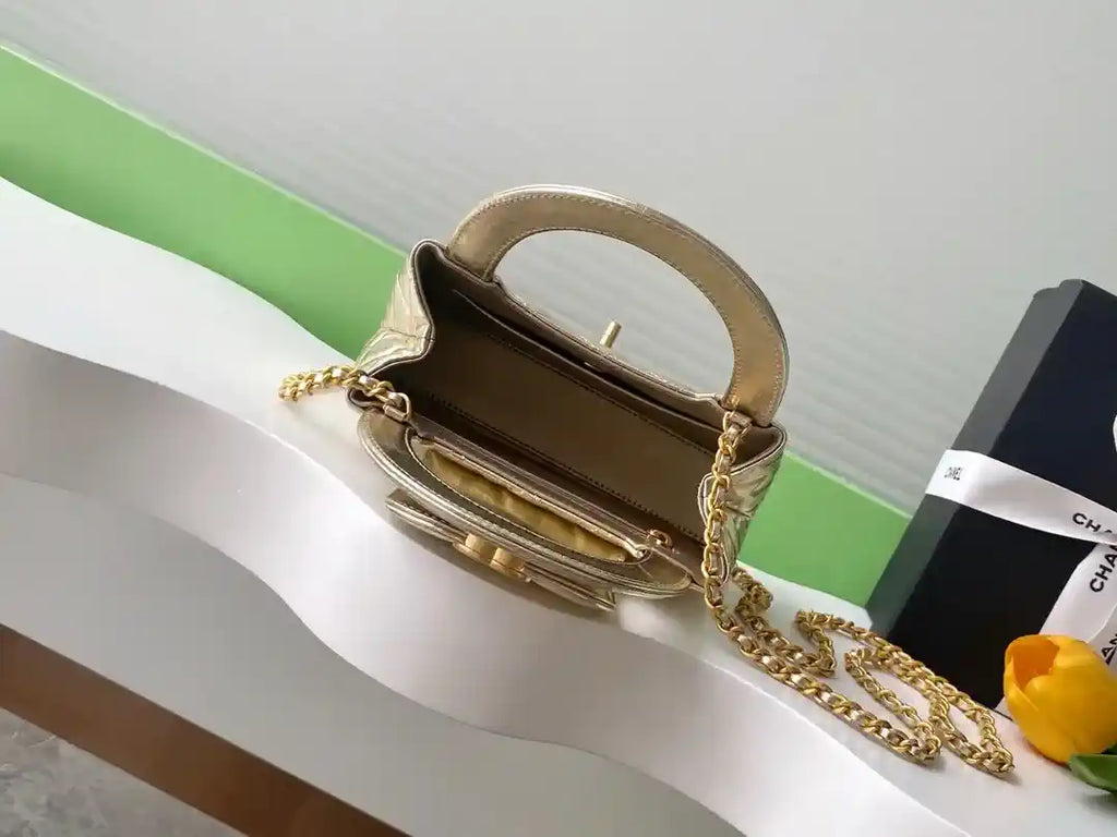 Chanel 25C AS4416 Mini Shopping Bag shiny Calfskin Gold