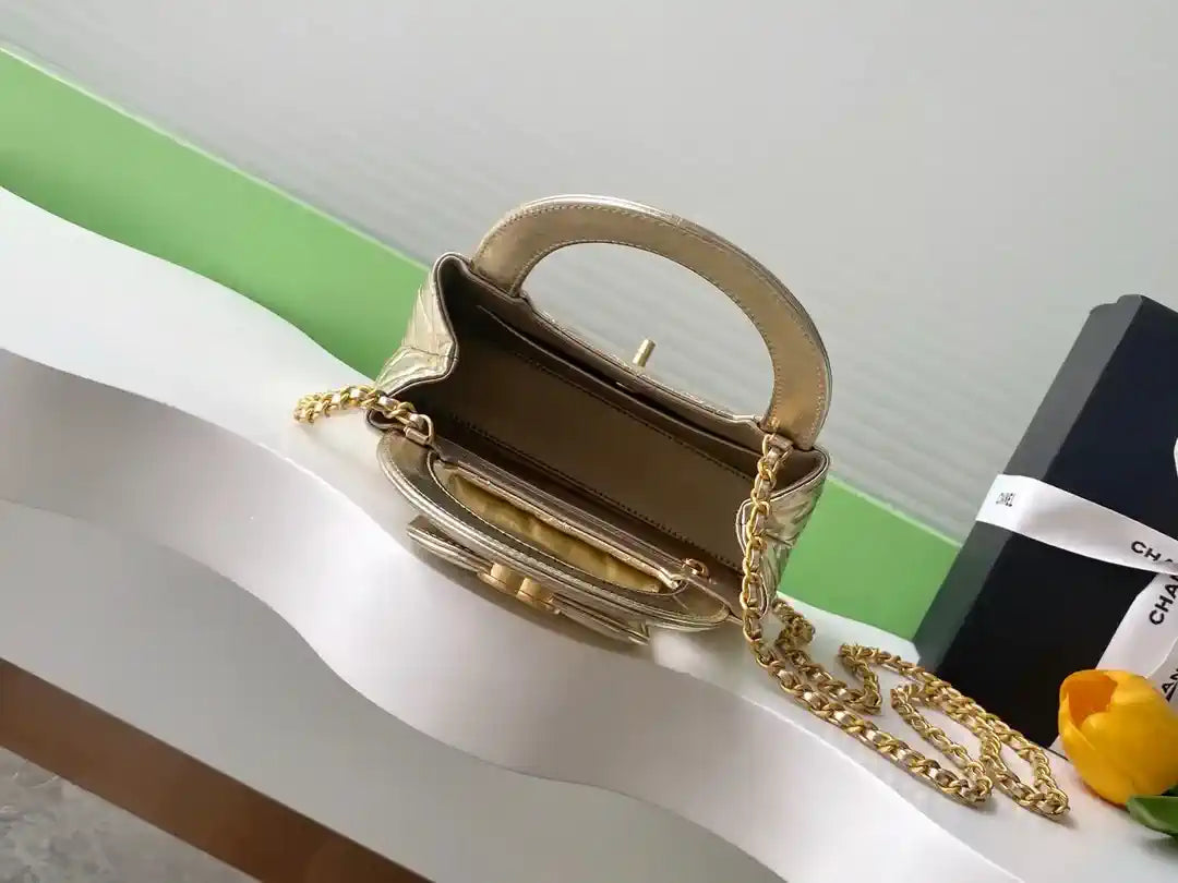 Chanel 25C AS4416 Mini Shopping Bag shiny Calfskin Gold