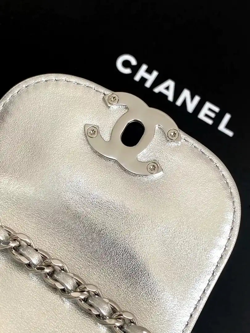 Chanel 25C AS4416 Mini Shopping Bag shiny Calfskin Silver