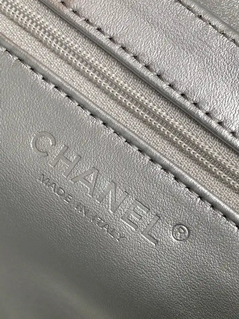 Chanel 25C AS4416 Mini Shopping Bag shiny Calfskin Silver