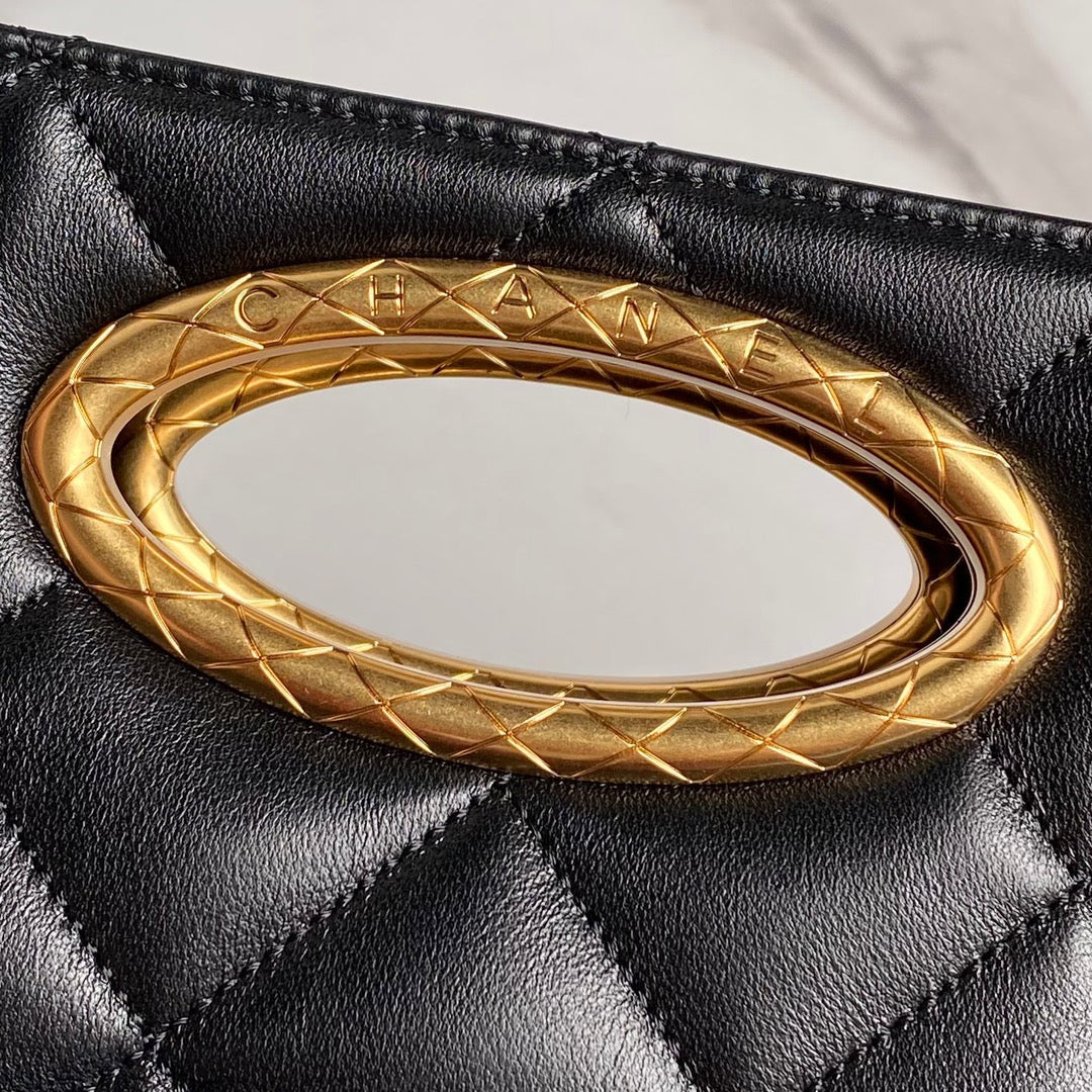Chanel 25C AS5036 Small Tote Lambskin & Gold-Tone Metal Black
