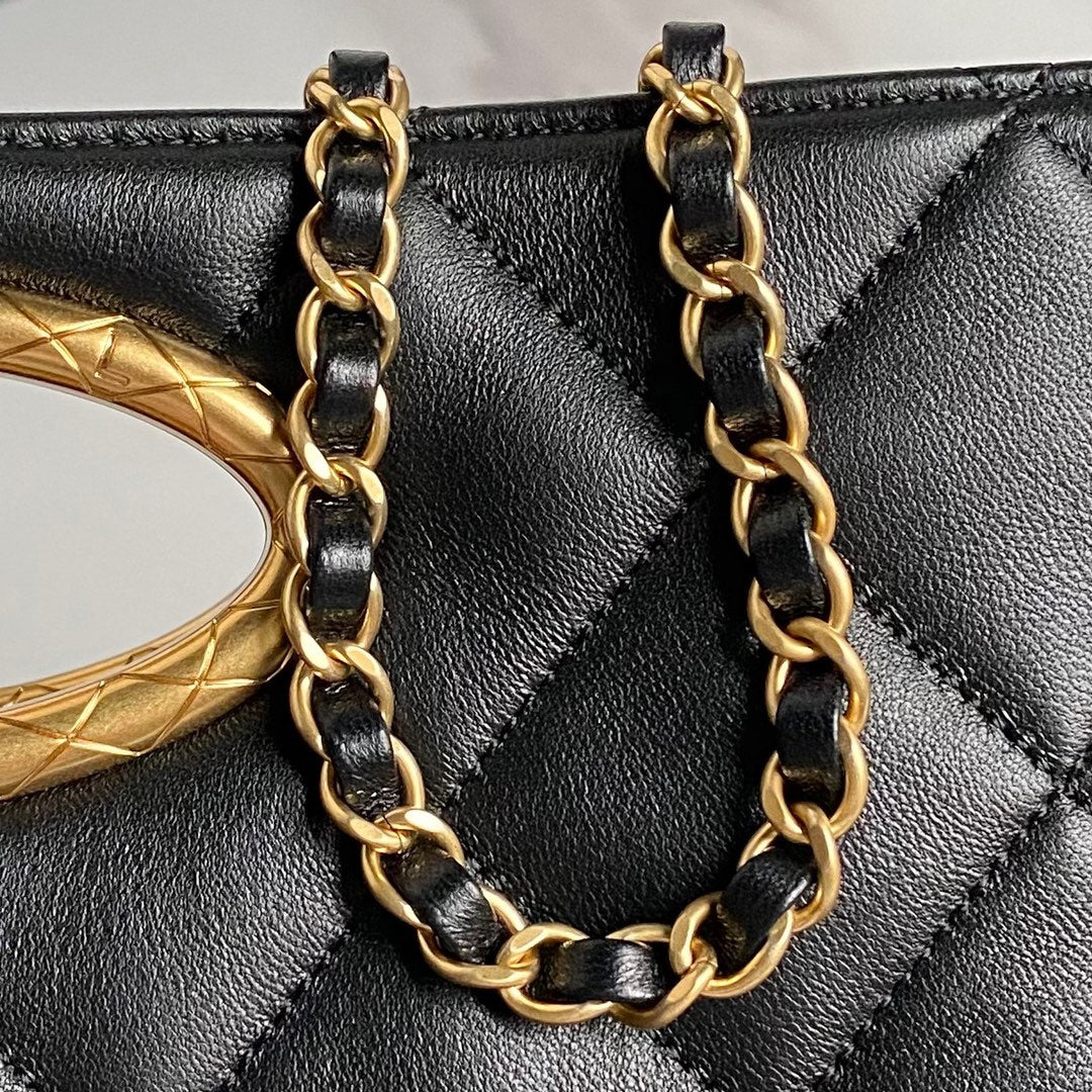 Chanel 25C AS5036 Small Tote Lambskin & Gold-Tone Metal Black - Default Title - View 5