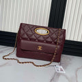 Chanel 25C AS5036 Small Tote Lambskin & Gold-Tone Metal Wine Red