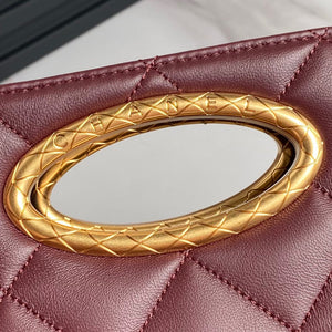 Chanel 25C AS5036 Small Tote Lambskin & Gold-Tone Metal Wine Red - Default Title - View 4