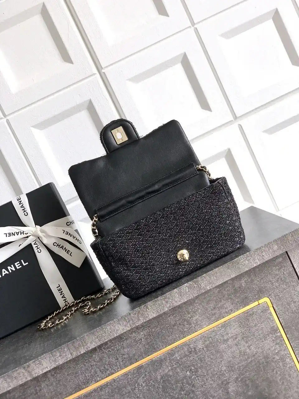Chanel 25C AS5279 Flap bag Braided Lurex & Gold-Tone Metal Black