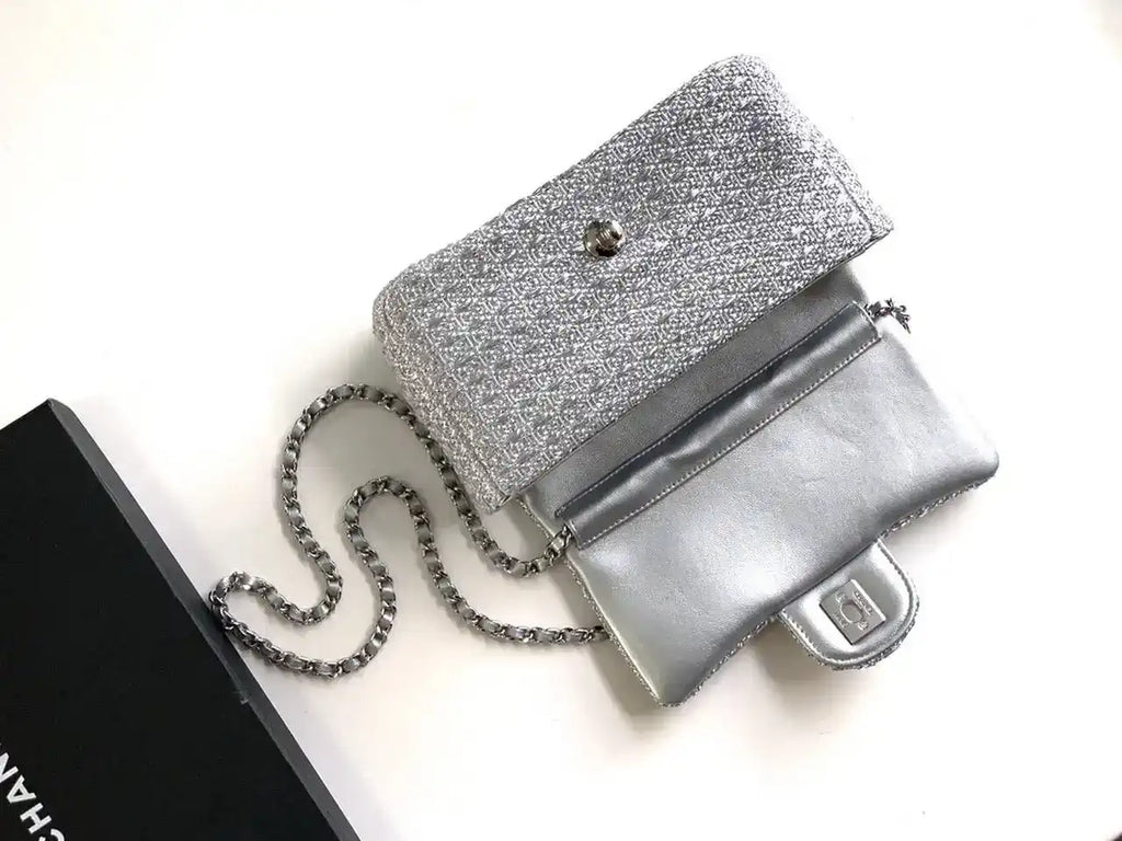 Chanel 25C AS5279 Flap bag Braided Lurex & Silver-Tone Metal