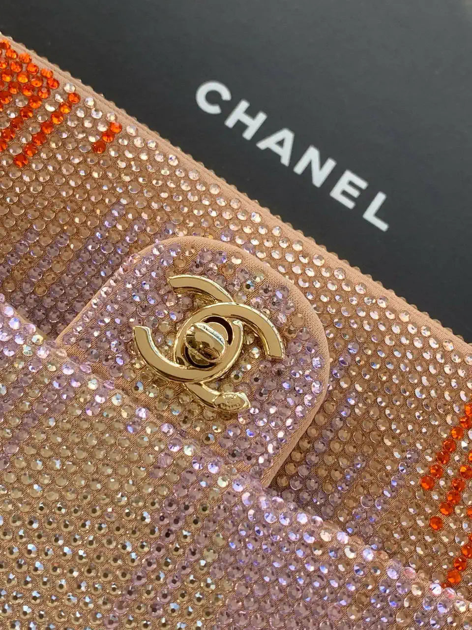 Chanel 25C Evening Flash Diamond sequin mini AS4561 Brown Lambskin Bag
