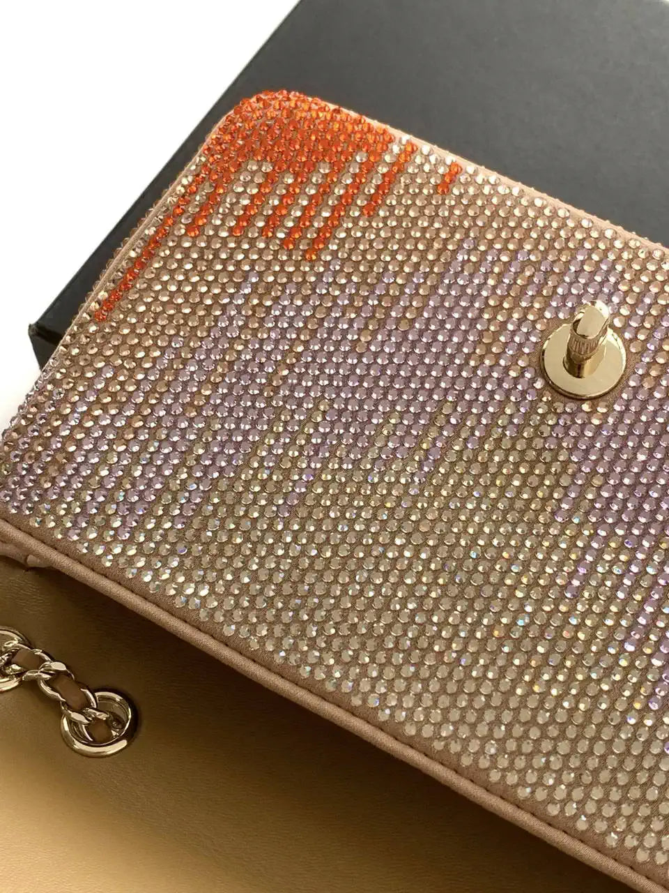 Chanel 25C Evening Flash Diamond sequin mini AS4561 Brown Lambskin Bag