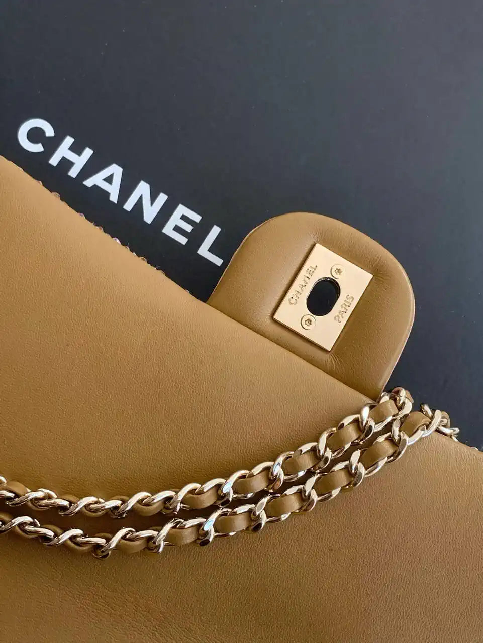 Chanel 25C Evening Flash Diamond sequin mini AS4561 Brown Lambskin Bag