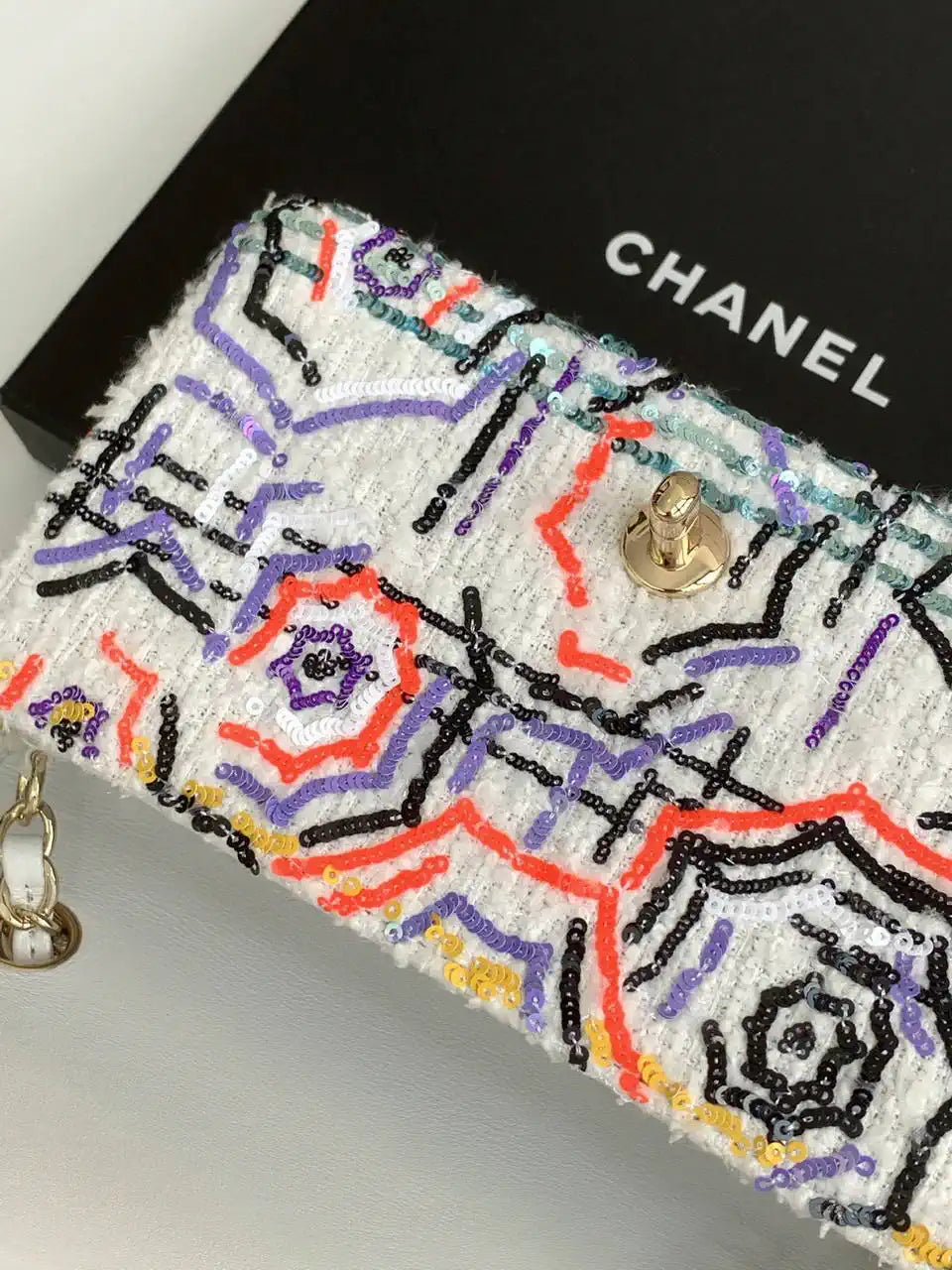 Chanel 25C Evening Purple & Red sequin mini AS4561  limited edition Lambskin Bag