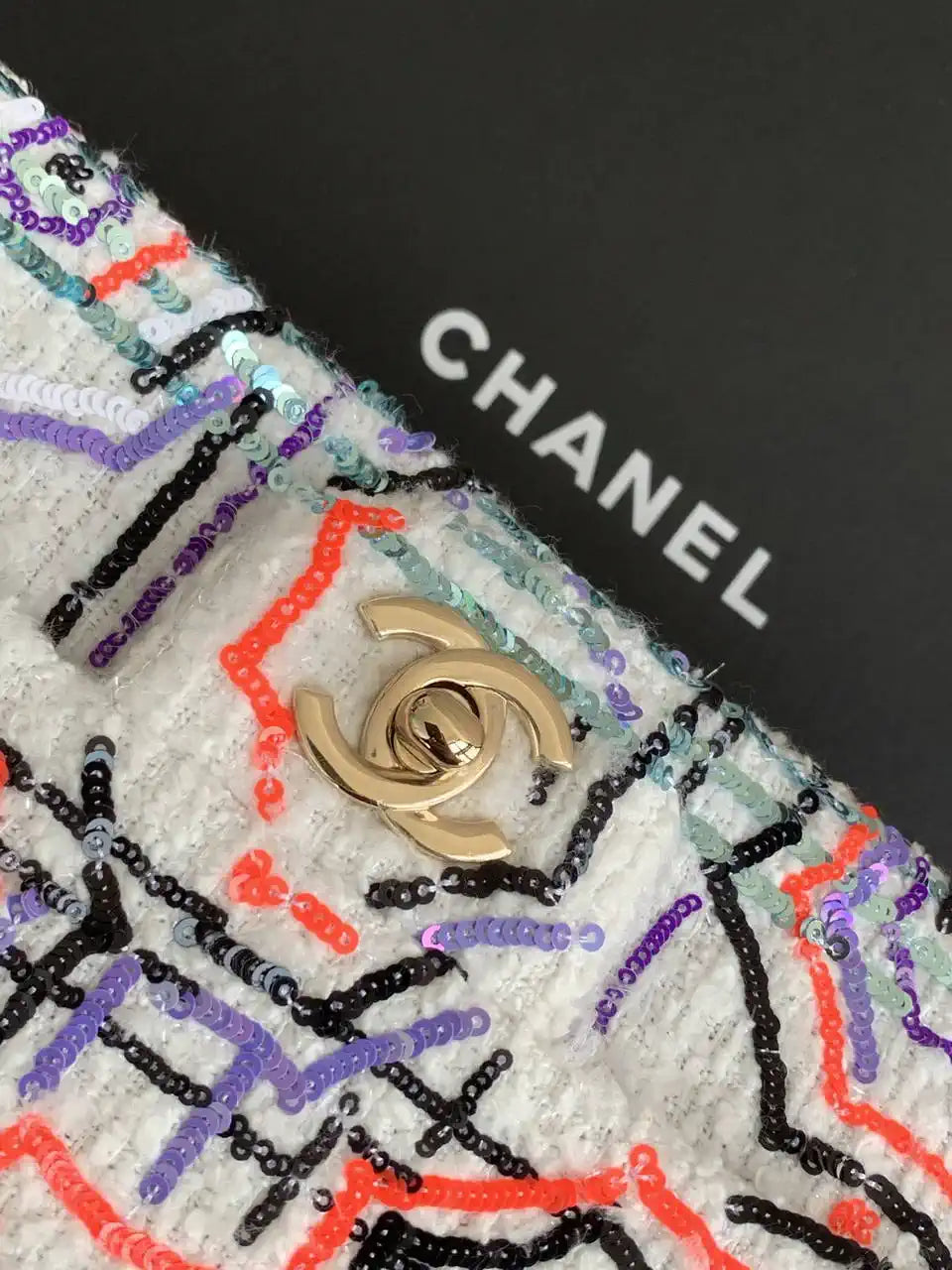 Chanel 25C Evening Purple & Red sequin mini AS4561  limited edition Lambskin Bag
