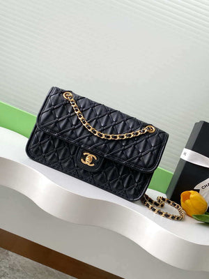 Chanel 25C Flap Bag Metallized Braided Calfskin & Gold-Tone AS4795 Black - Default Title - View 1