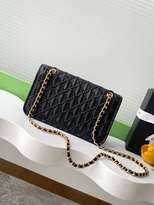 Chanel 25C Flap Bag Metallized Braided Calfskin & Gold-Tone AS4795 Black - Default Title - View 3