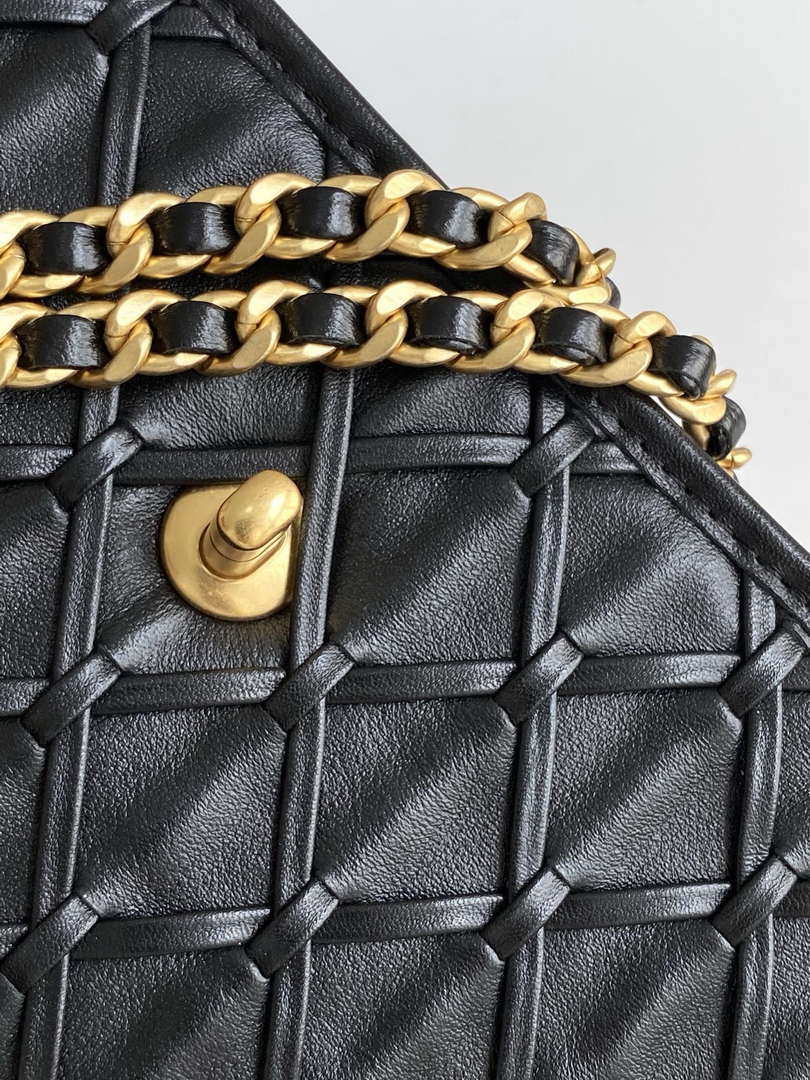 Chanel 25C Flap Bag Metallized Braided Calfskin & Gold-Tone AS4795 Black