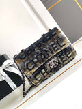 Chanel 25C Mini Classic Handbag A69900 letter shape Black shiny sequin
