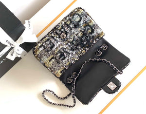 Chanel 25C Mini Classic Handbag A69900 letter shape Black shiny sequin - Default Title - View 6