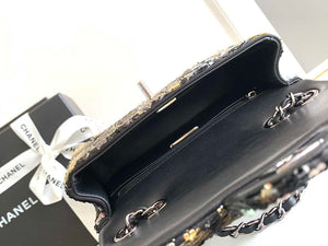 Chanel 25C Mini Classic Handbag A69900 letter shape Black shiny sequin - Default Title - View 8