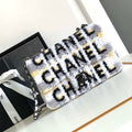 Chanel 25C Mini Classic Handbag A69900 letter shape Silver shiny sequin - Default Title - View 1